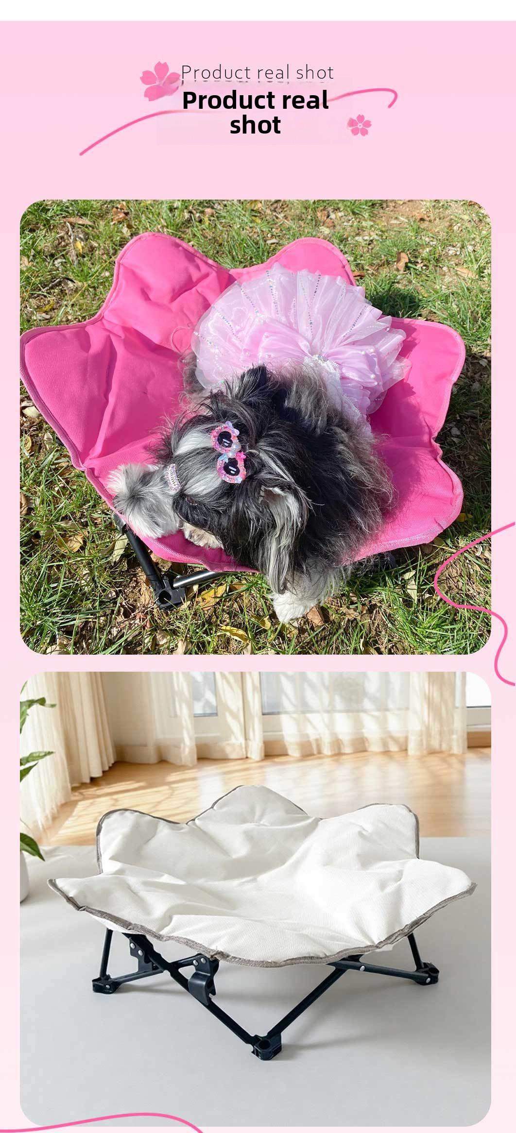 Winter Warm Dog Bed, Quilted Foldable Pet Bed, Sturdy Hexagon Portable Pet Cot for Cats & Dogs, Indoor Outdoor Use