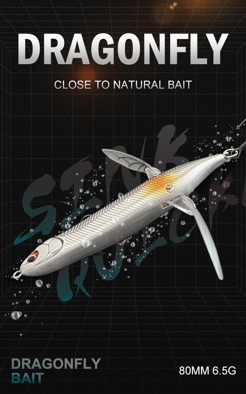 Topwater Dragonfly Fishing Lure Floating Whopper Plopper Style Bait Realistic Insect Artificial Lure Sharp Hooks for Freshwater Bass Snakehead Pike Perch Outdoor Angling Fishing Tackle