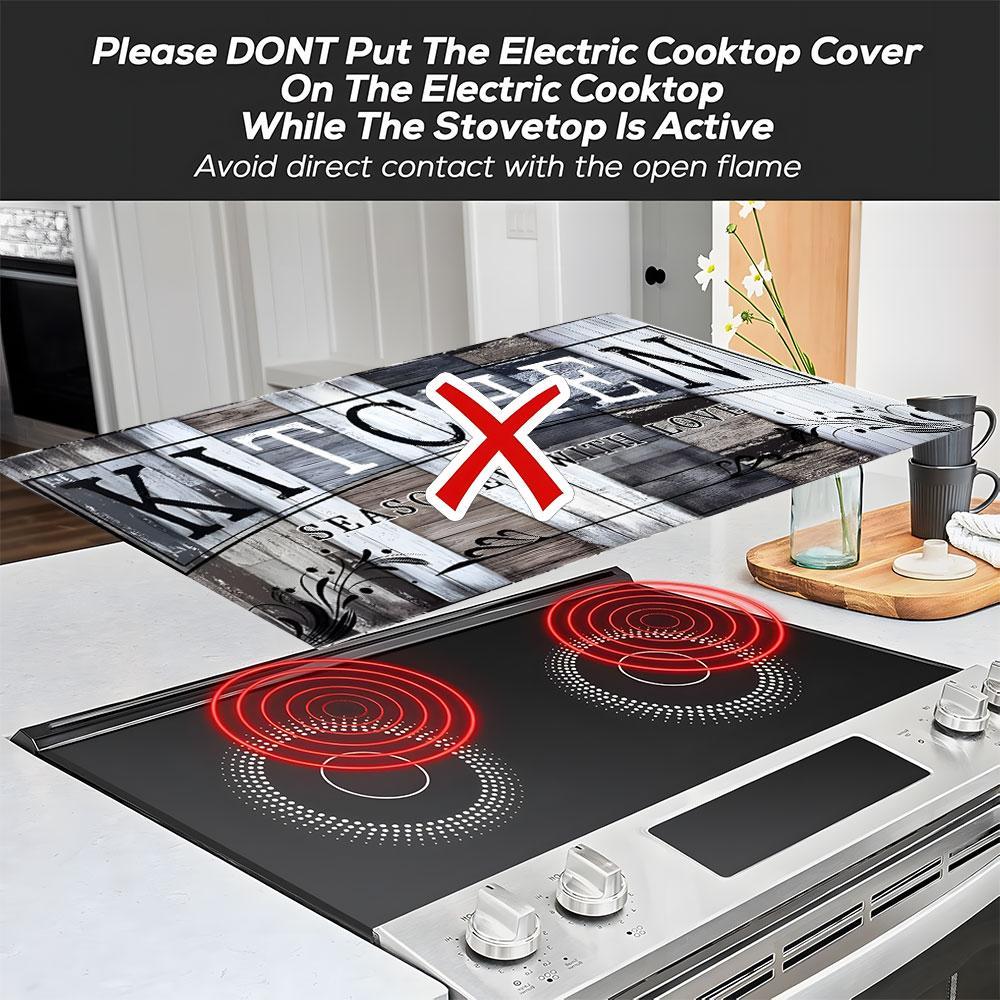 Kitchen Pattern Gas Stove Cooktop Panel Protector Cover Mat, 1 Count Soft Scratch Resistant Easy To Clean Stove Top Protectors, Multipurpose Cooktop Cover Home