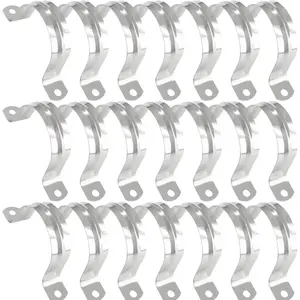 2 Inch Conduit Clamp, Stainless Steel Pipe Strap Two Hole U Bracket, Pipe Clamp Tension Clip Assortment Kit, Strap Clamp for Rigid Pipe Wire Cord