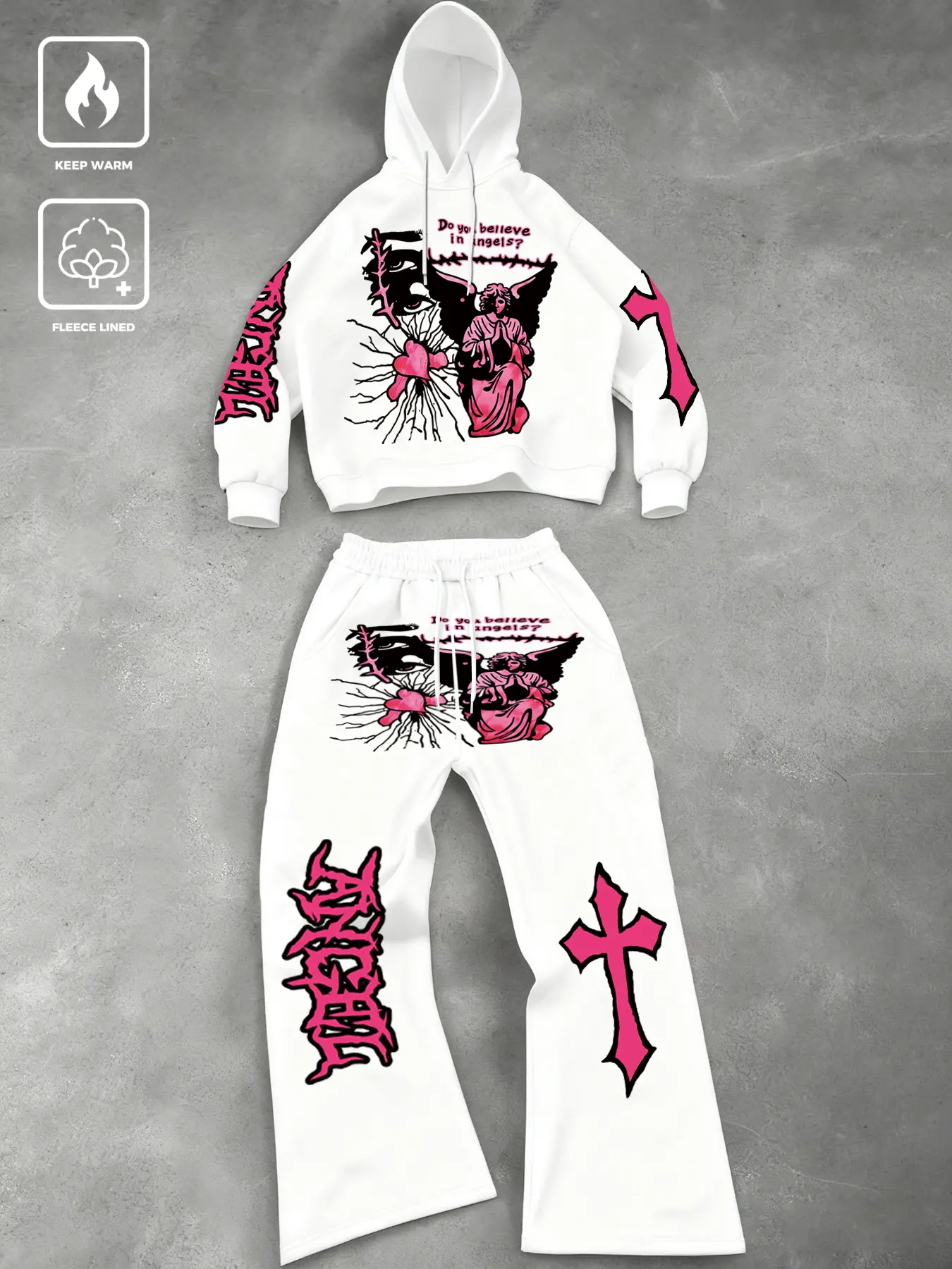 Men's Y2K Casual Streetwear Letter Print Hoodie and Sweatpants Set, Fall Fashion Trendy Active Youth Campus Stylish Versatile Unique