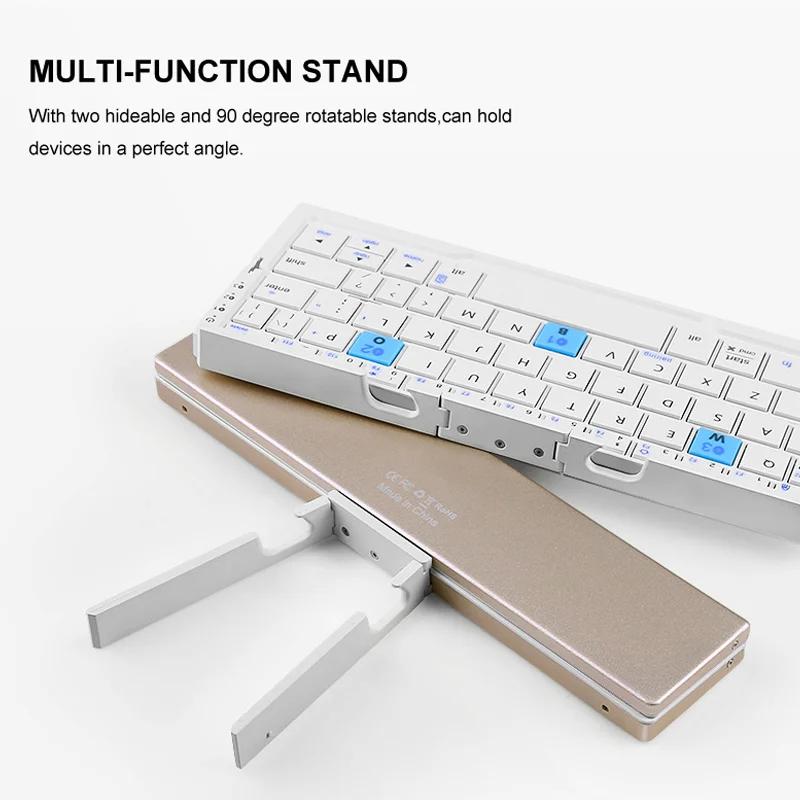 2026 Mini Folding Bluetooth Keyboard Wireless Keypad Support3 Devices With Stand Rechargeable Foldable Keyboard for Phone Tablet