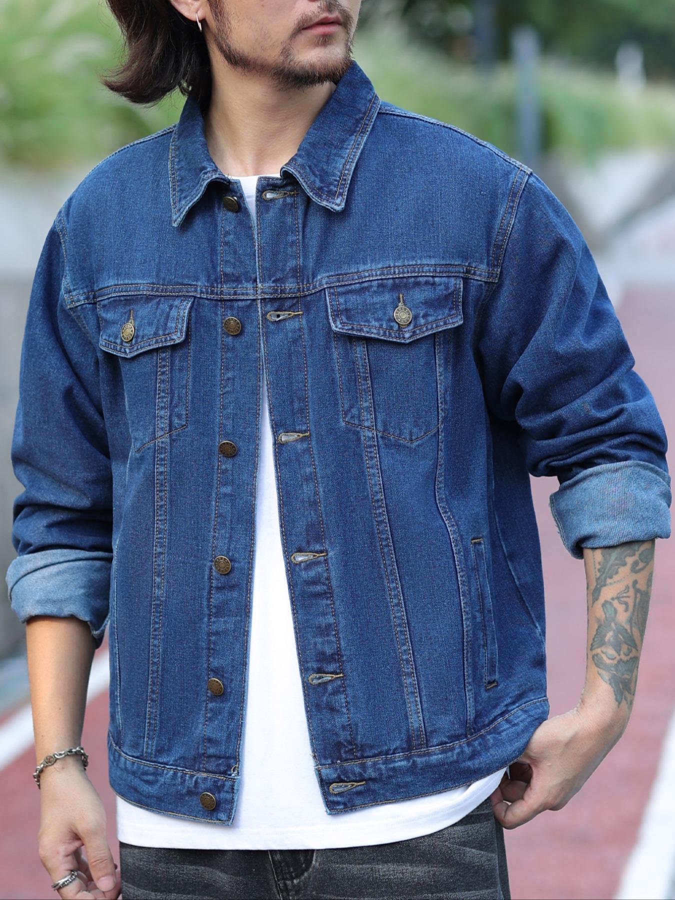 Men's Denim Jacket Coat, Casual Fashion Outerwear, Stylish Design for Daily Wear & Outdoor Activities, Perfect Fit for Spring & Fall Seasons