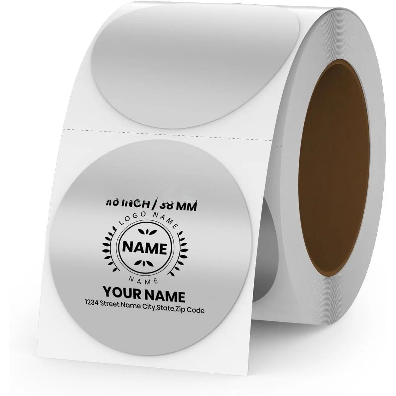 Thermal Labels Vinyl 1.5 Inch Self-Adhesive Metallic Direct Dot Stickers Roll  Circle  Printable Name Tag for QR Code DIY Address 500 count