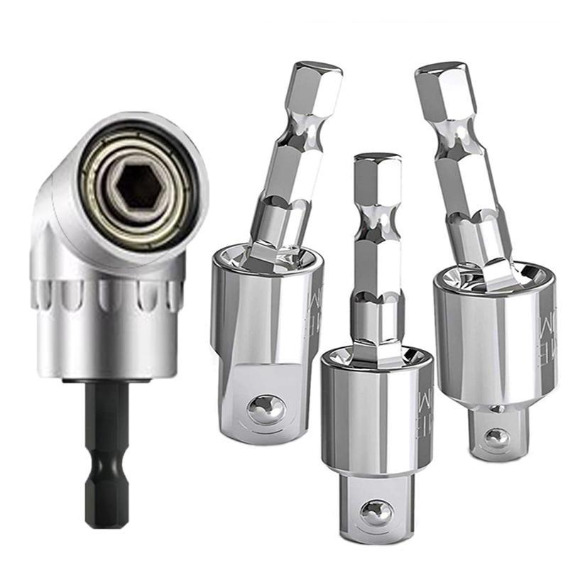 Impact Grade Sockets Adapter Set, 4 Counts Power Drill Sockets Adapter Set with 360° Rotatable Hex Shank Drill Adapters, Screwdriver Drill Bit Holder, Drill Attachment