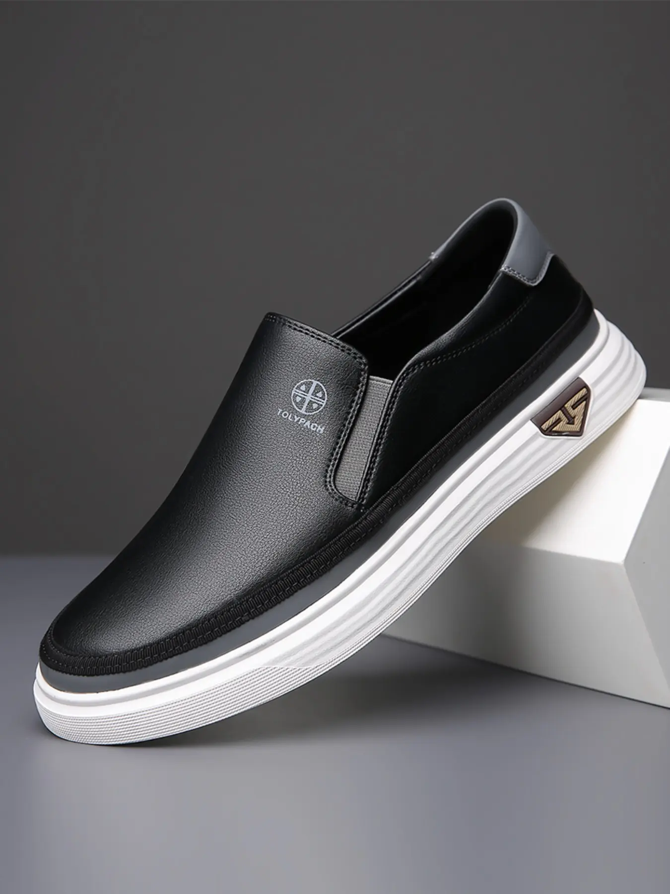 Men's Slip-On Casual Loafers, Comfortable Breathable PU Leather, Lightweight Anti-Slip Sole, Sizes 38-48, Daily Wear Shoes