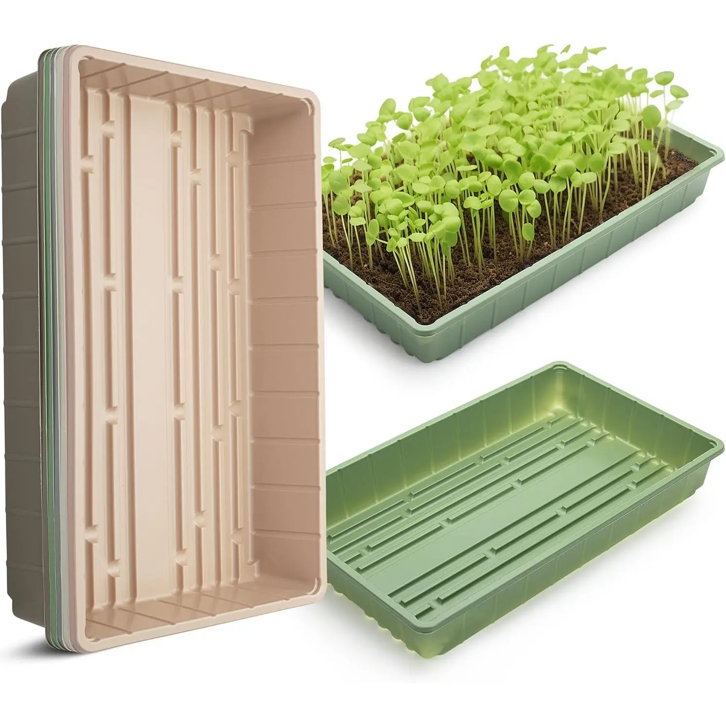 - Seed Starter Trays, 5 Pack, 17"x10"x2.4" | Durable Plastic Growing Trays, Stackable and  Seedling Starter Kits for Indoor, Outdoor, Greenhouse Gardening
