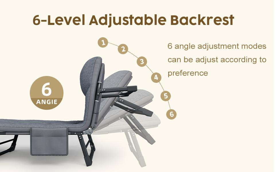 Camping Cot with Mattress, No Assembly Required Heavy Duty Folding Camping Cot for Adults, 550 Lbs Capacity Adjustable Portable Sleeping Bed for Indoor, Outdoor & Patio Use