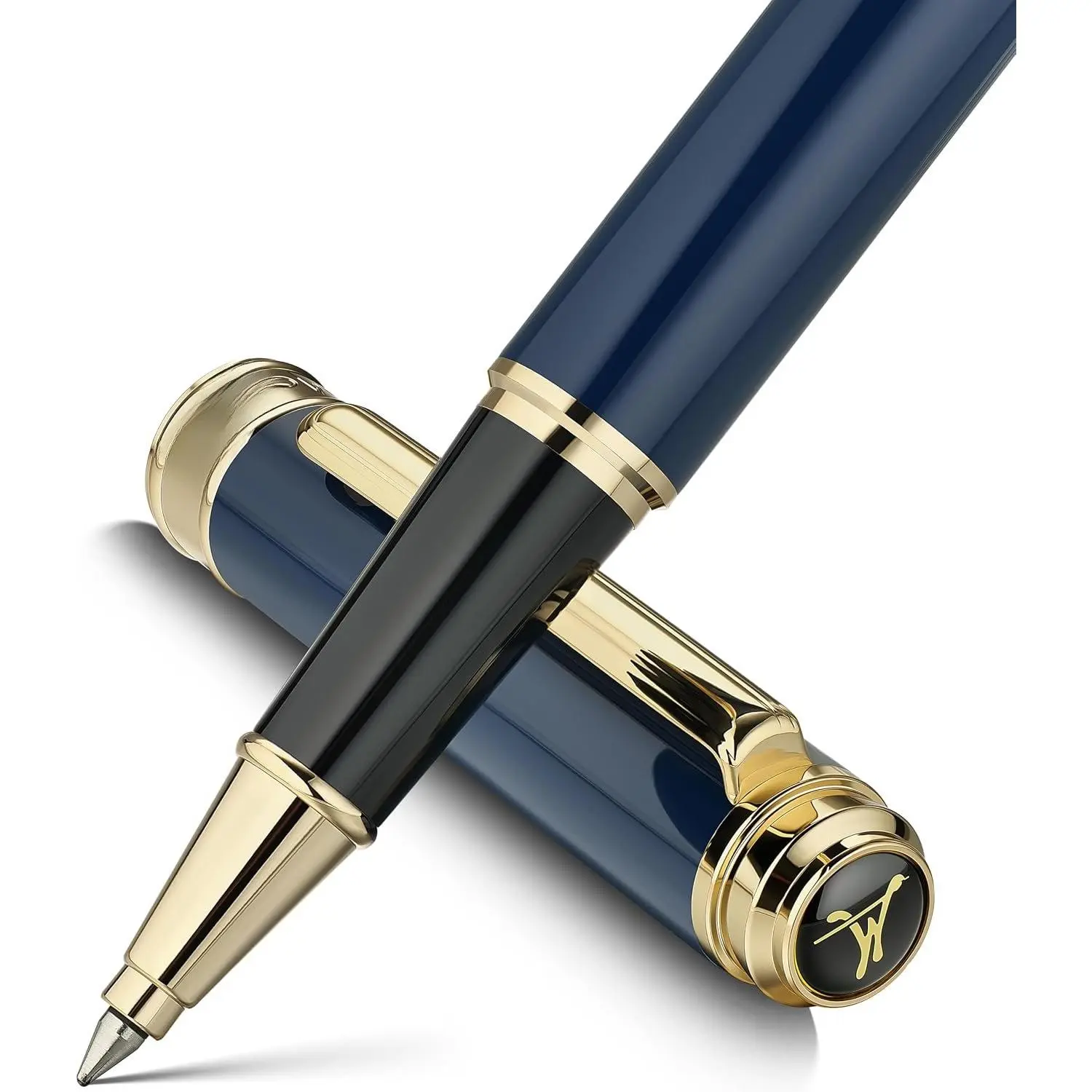 317 Rollerball - Stunning Luxury Blue Lacquer Pen with 24K  Finish,  Black Ink Refill, Fancy  Set for Men & Women, Professional, Graduation Executive Office, Nice Classic Pens