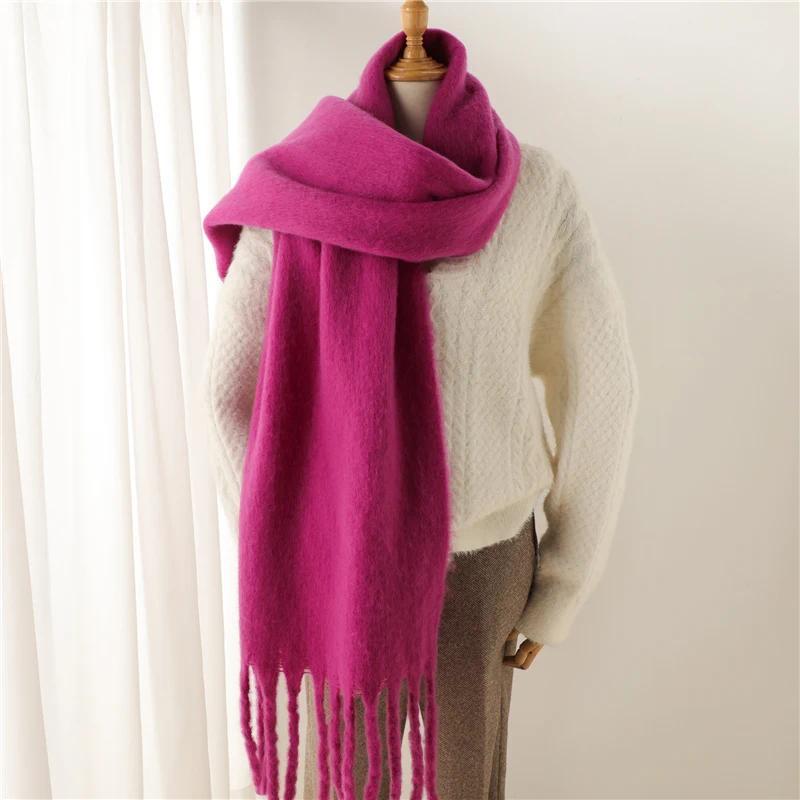 Winter Scarf for Women Containing Cashmere Warm Solid Pashmina Blanket Wraps Female Thick Soft Bufanda Big Tassel Shawl Long Poncho Echarpe