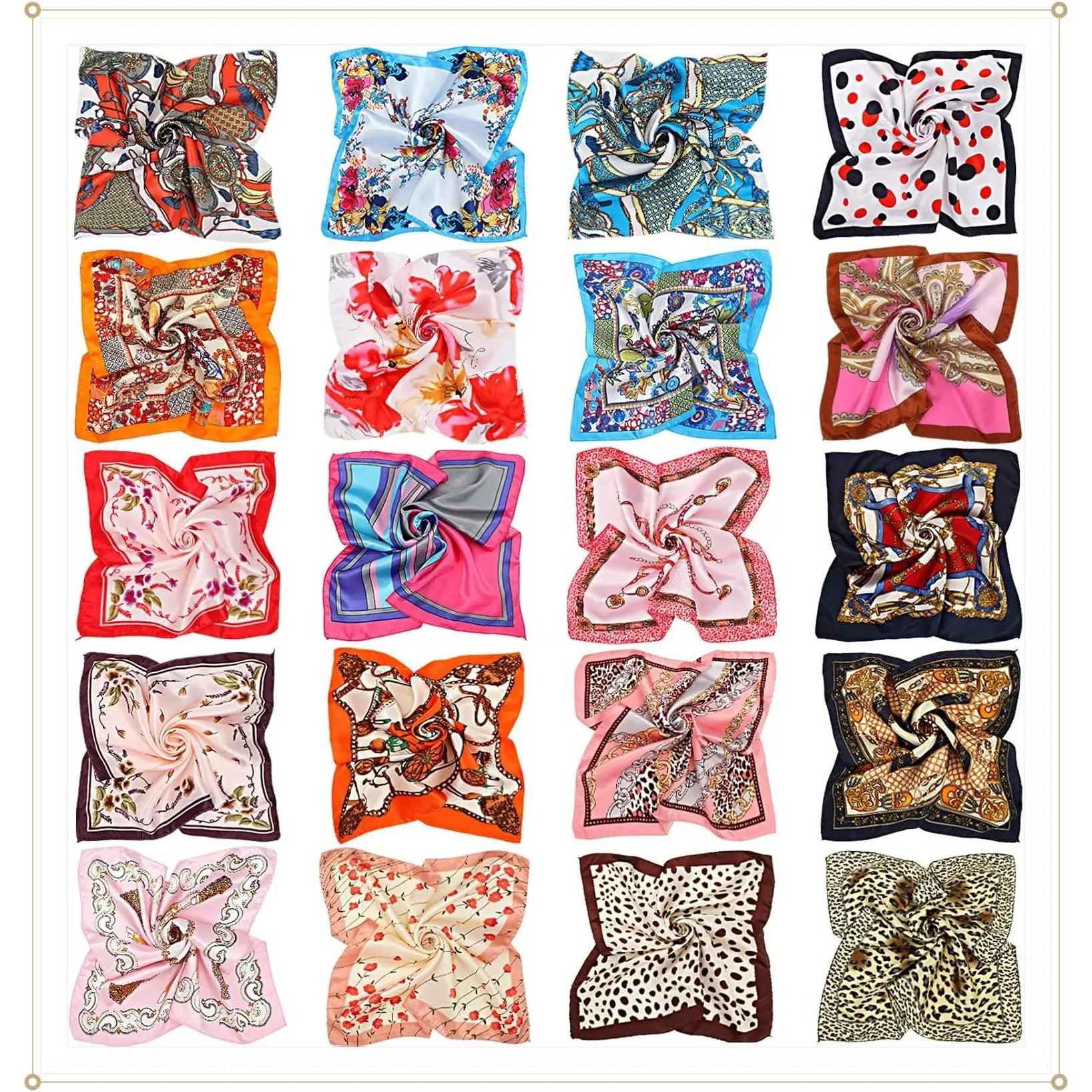 20 Pieces Women's Satin Square Scarves Mixed Color Small Silk Neck Scarves for Women & Girls Party Favors, Random ColorGift