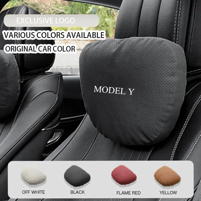 For Tesla Model Y juniper Key Case Spoiler Logo 2025 Accessories Car Headrest Neck Support Seat Car Neck Pillow Waist pillow