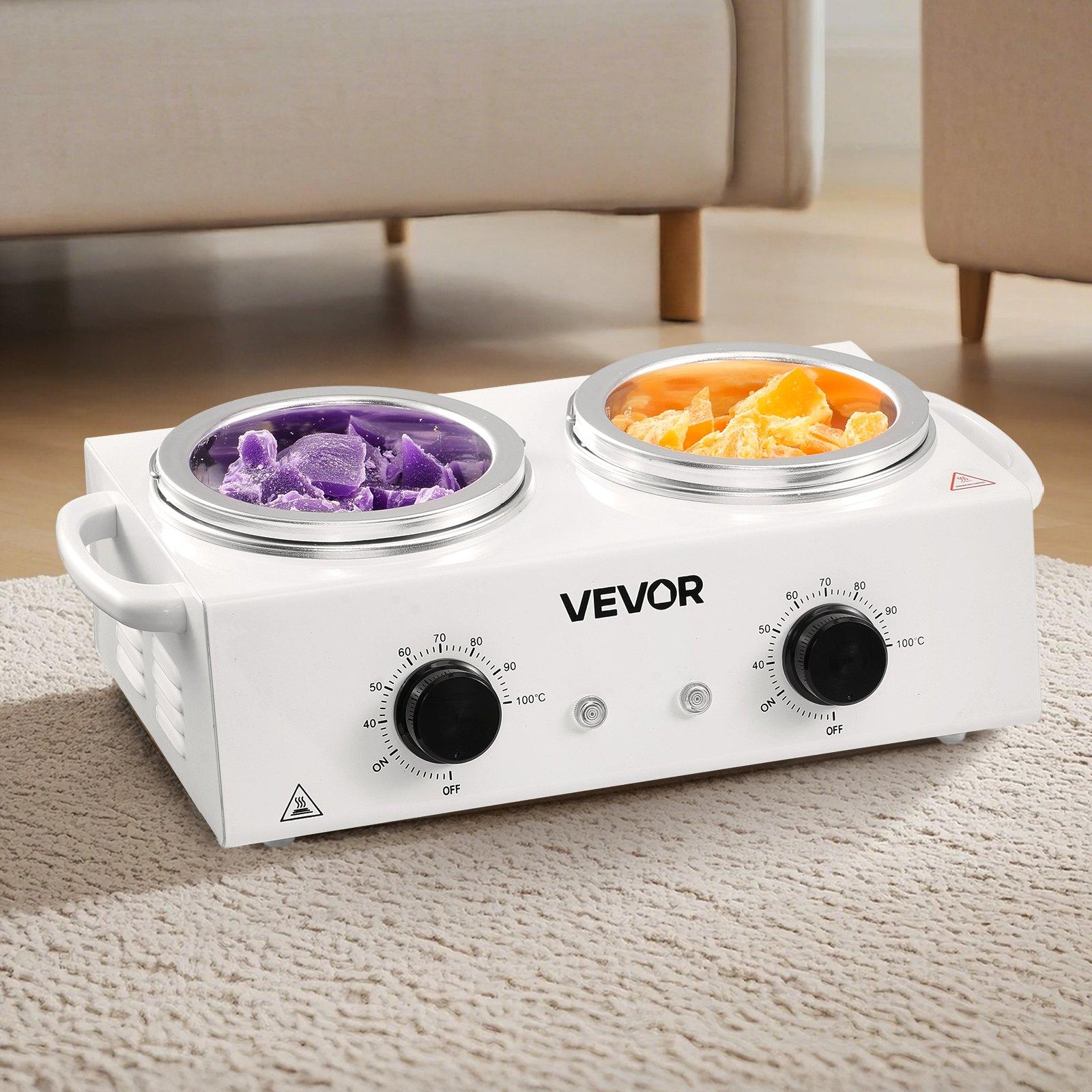 VEVOR Double Wax Warmer, 1200ML Professional Dual Wax Warmer for Hair Removal, 32 ℉   - 212 ℉   Adjustable Electric Waxing Heater Pot with 50PCS Waxing Sticks for Home Use, Beauty Salon, Spa