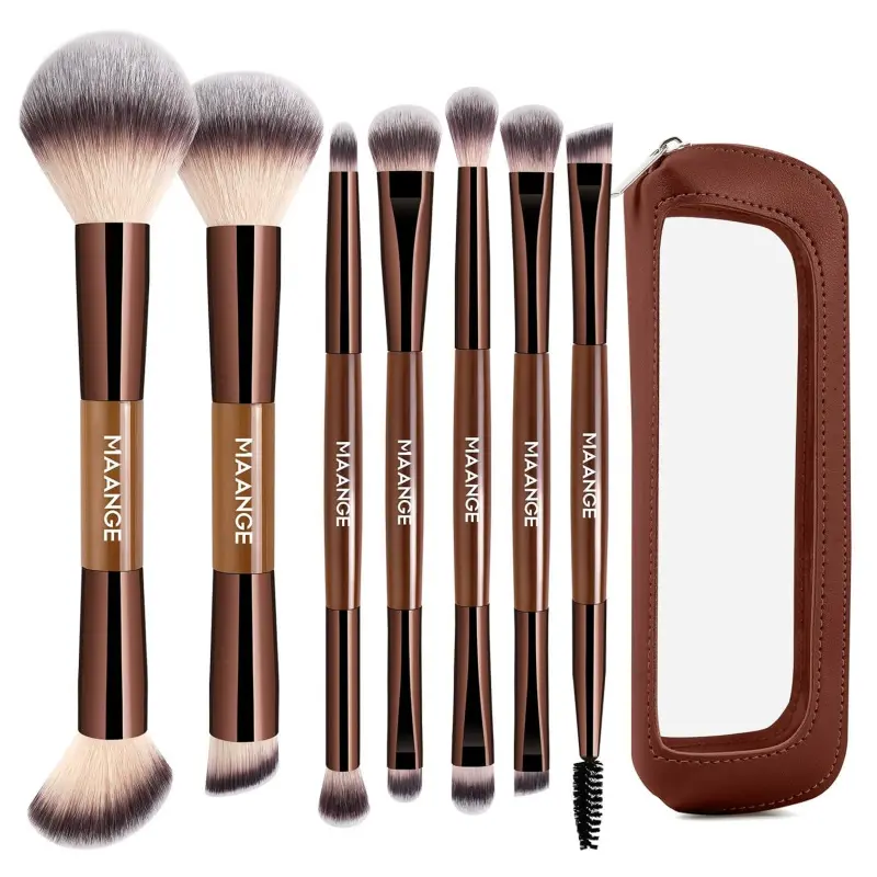 7 PCS Foundation Makeup Brush Set With Bag, Make up Brushes, Eyeshadow Concealer Brush, Double-ended Foundation Contour Powder Blush, Professional Face brush Set Tools For Liquid,Cream(Apricot) : Beauty & Personal Care