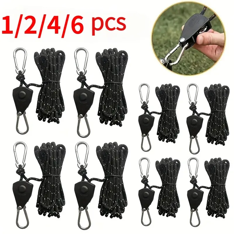 1/2/4/6pcs camping tent rope fastening device, pulley hanger, sunshade rope hook, canopy buckle rope fastening cable tool