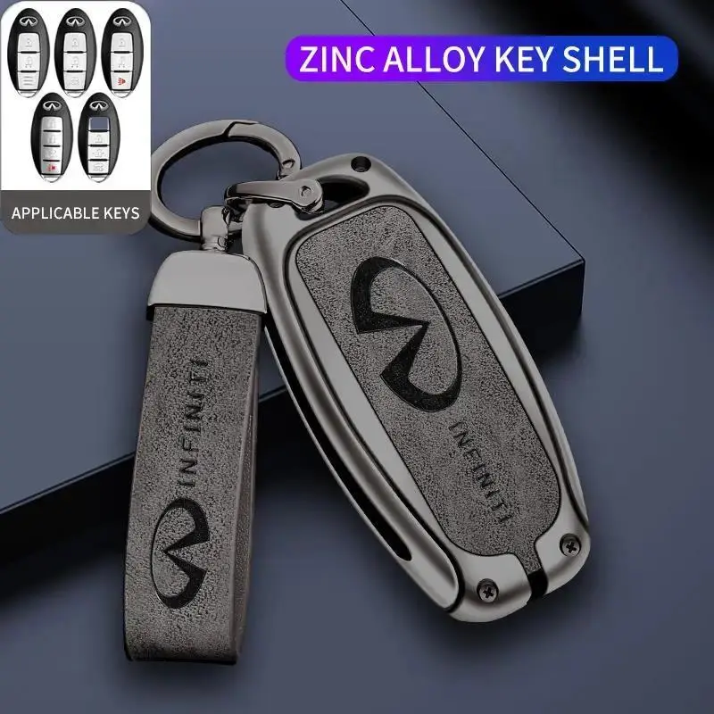 Metal Leather Car Remote Key Case Cover For Infiniti Q30 Q50 Q60 Q70 JX35 FX35 G37 M35 ESQ QX30 QX50 QX55 QX56 QX60 QX70 QX80