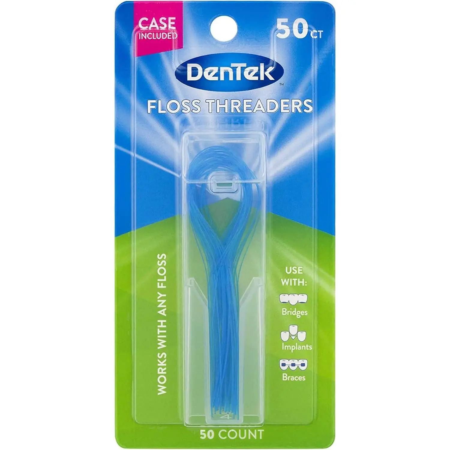 Floss Threaders for Braces, Bridges & Dental Implants, 50 Count