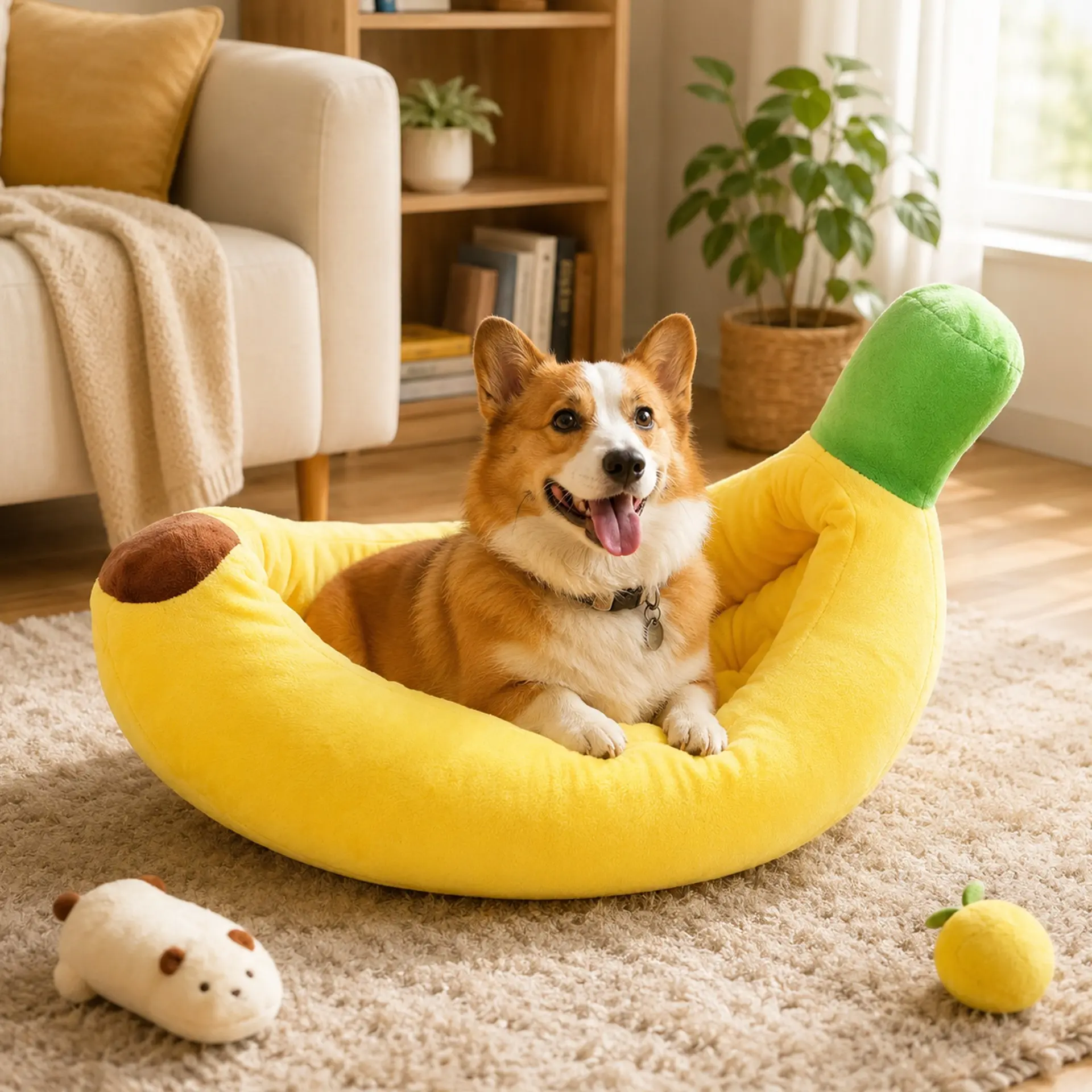 Large Thick Banana Dog Bed, Puppy Bed, Winter Warm Cat Nest, Cozy Kitten Condo, Detachable Cleanable Cat Bed, Breathable Comfortable Pet Bed, 1pcs