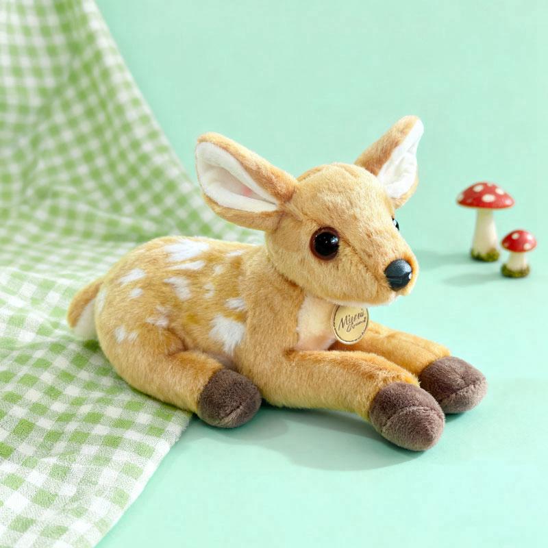 25cm Lying Kawaii Sika Deer Plush Toy Dolls Imitation Soft Cartoon Deer Stuffed Dolls Christmas Home Decor Plush Pillow
