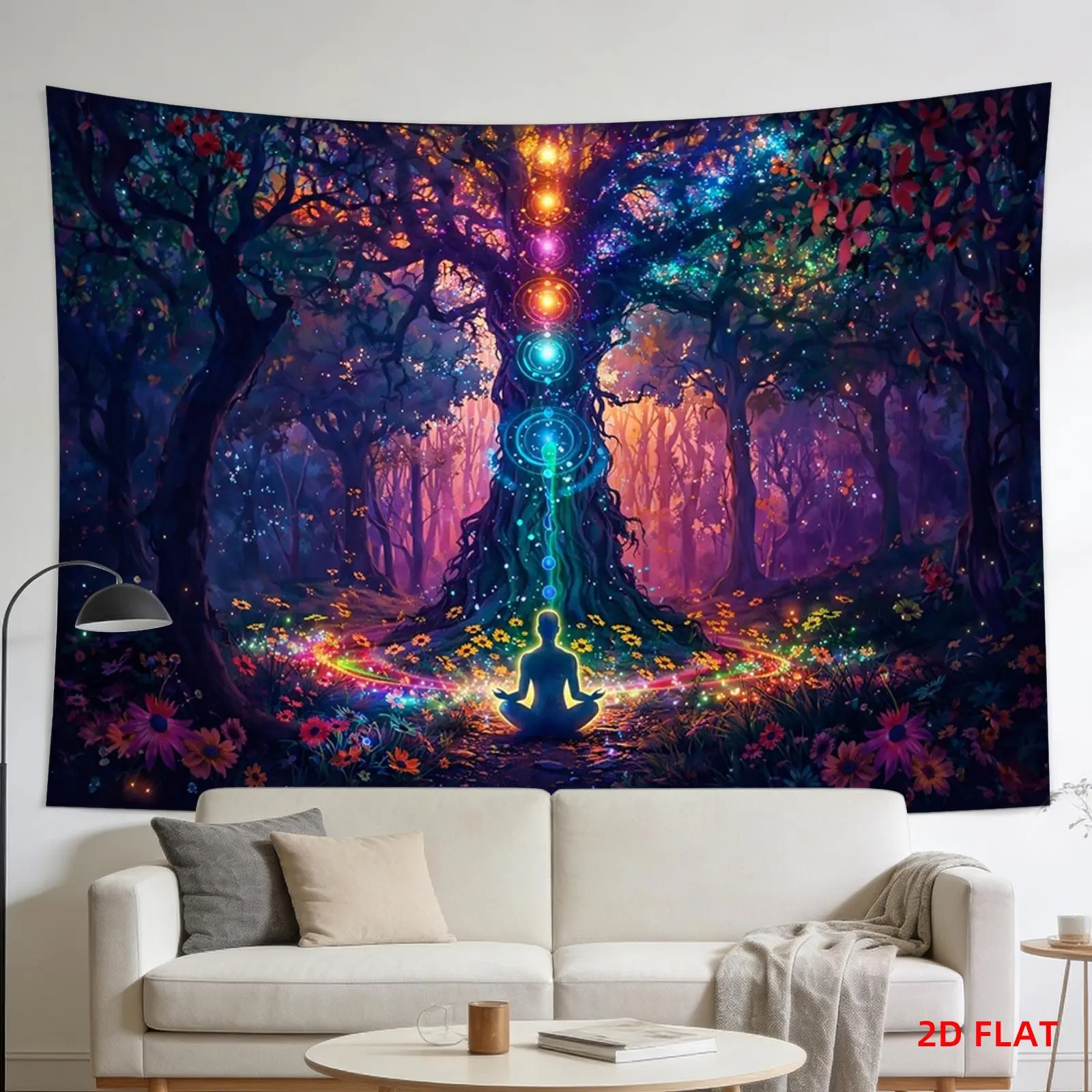 Nature-Themed Chakra & Energy Tapestry - Ideal for Meditation, Indoor Decoration, Hanging Wall Art for Living Rooms & Meditation Spaces, Versatile Gift for Office or Party Use, Indoors