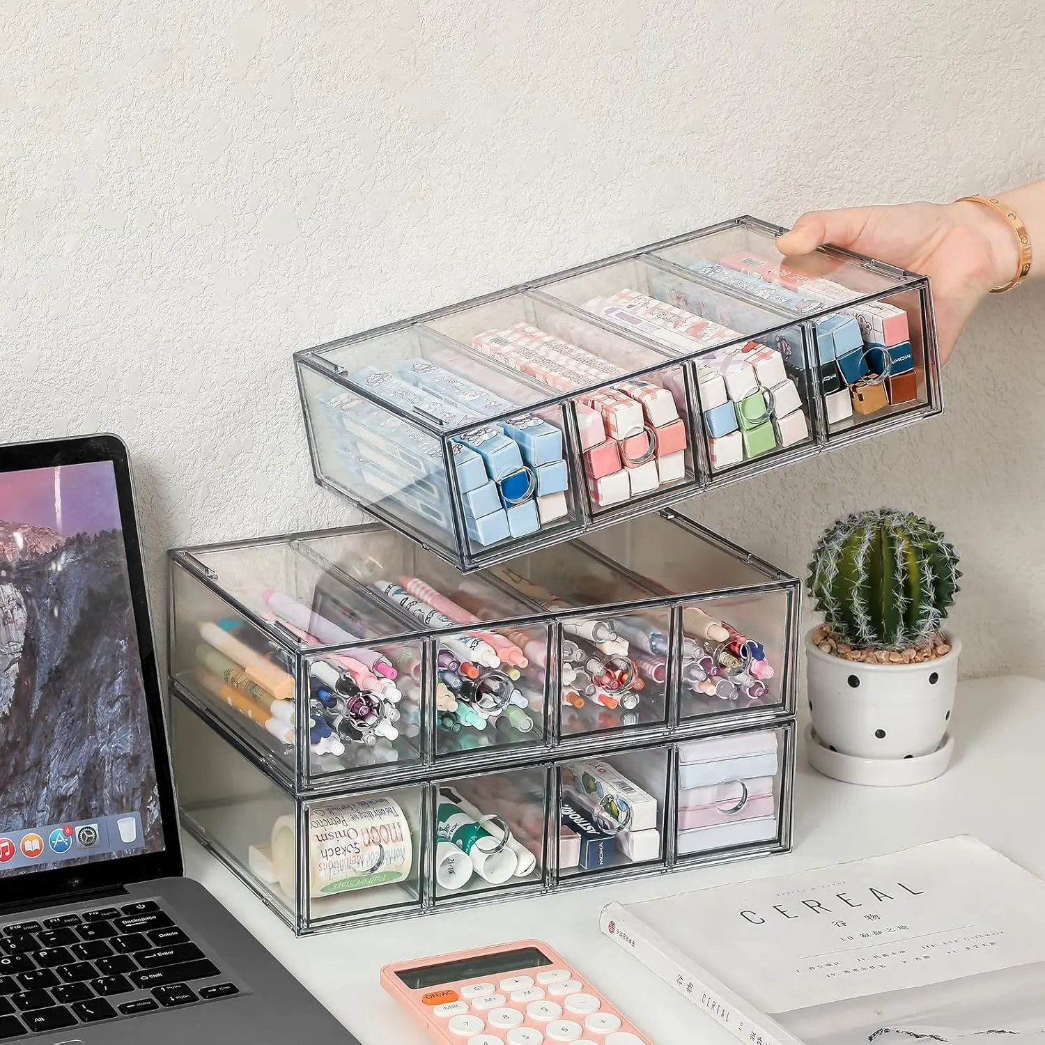 Stackable Organizer  Storage Drawers, Suitable for Desktop Storage, Office Supplies, , Stationery, , Accessories (3)