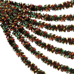 2 Pcs 39.4 ft Juneteenth Tinsel Garland Decorations Black Green Yellow Shiny Metallic Garland Freedom Day Decoration for Juneteenth Memorial Day Patriotic African American Partyfidget toys