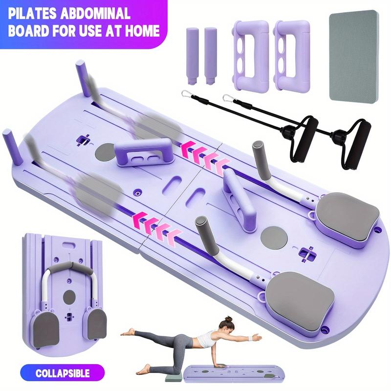 8-in-1 multifunctional folding stretch board, training board set with resistance bands, home fitness, push-up training. Multiple training methods, can be used for abs, biceps, triceps, and full-body core strength exercises. Foldable design, space-saving,