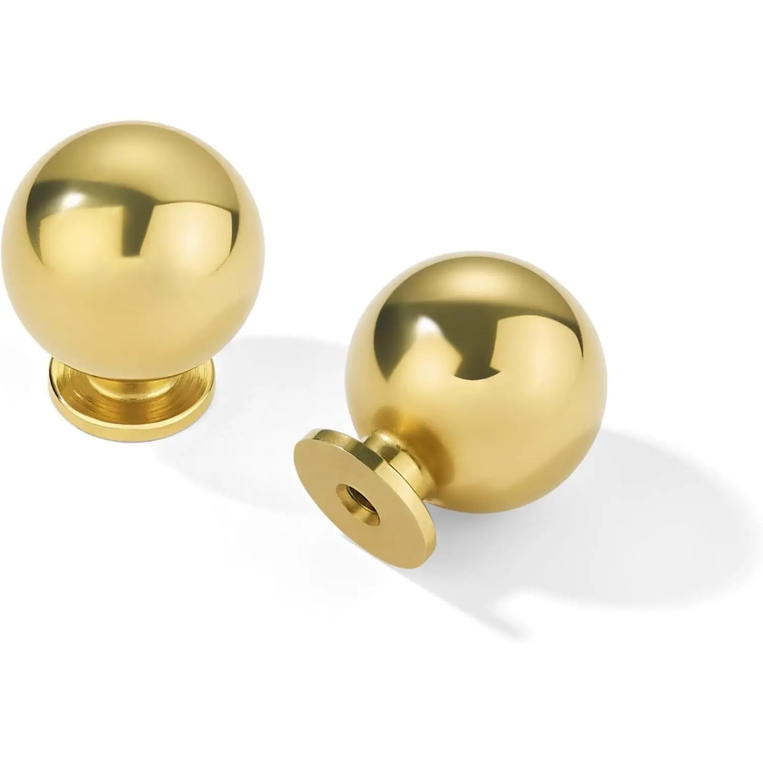 5 Pack 100% Solid Unlacquered Brass Cabinet Knobs Round Ball Real Brass Knobs for Dresser Drawer 1 Inch Diameter