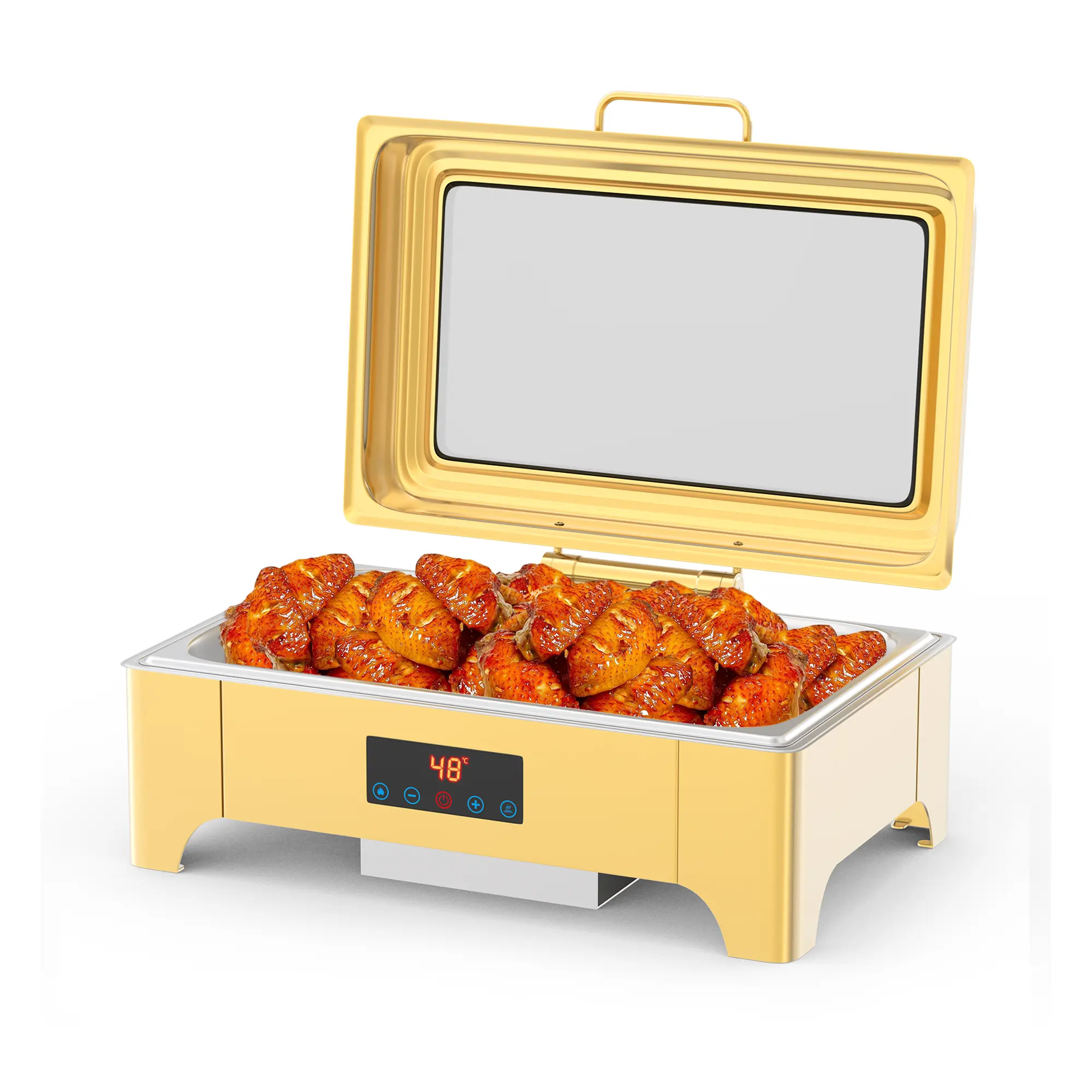 9 Qt Electric Chafing Dish with Touch-Screen, Stainless Steel, Gold and Silver