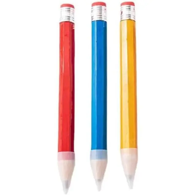 3 Pack Funny Big Pencil for , Novelty Wooden  Pencils with Cap Eraser, 14 Inch  Large Giant Pencil DIY Woodworking for School Office Writing (Blue, Red, Yellow)