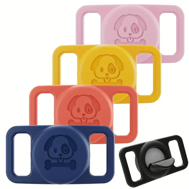 4-Pack Silicone protective case for Airtag 2nd and 1st generation dog collars, Airtag stand collar pet protective case, dog collar tag holder, GPS locator anti-lost tracker protective case, suitable for pets, dogs, backpacks, etc. AirTags not included.