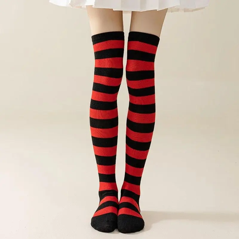 Striped Long Socks Womens Japanese Blue and White Striped Over-the-Knee Socks Thigh High Socks for Women Cosplay Anime S