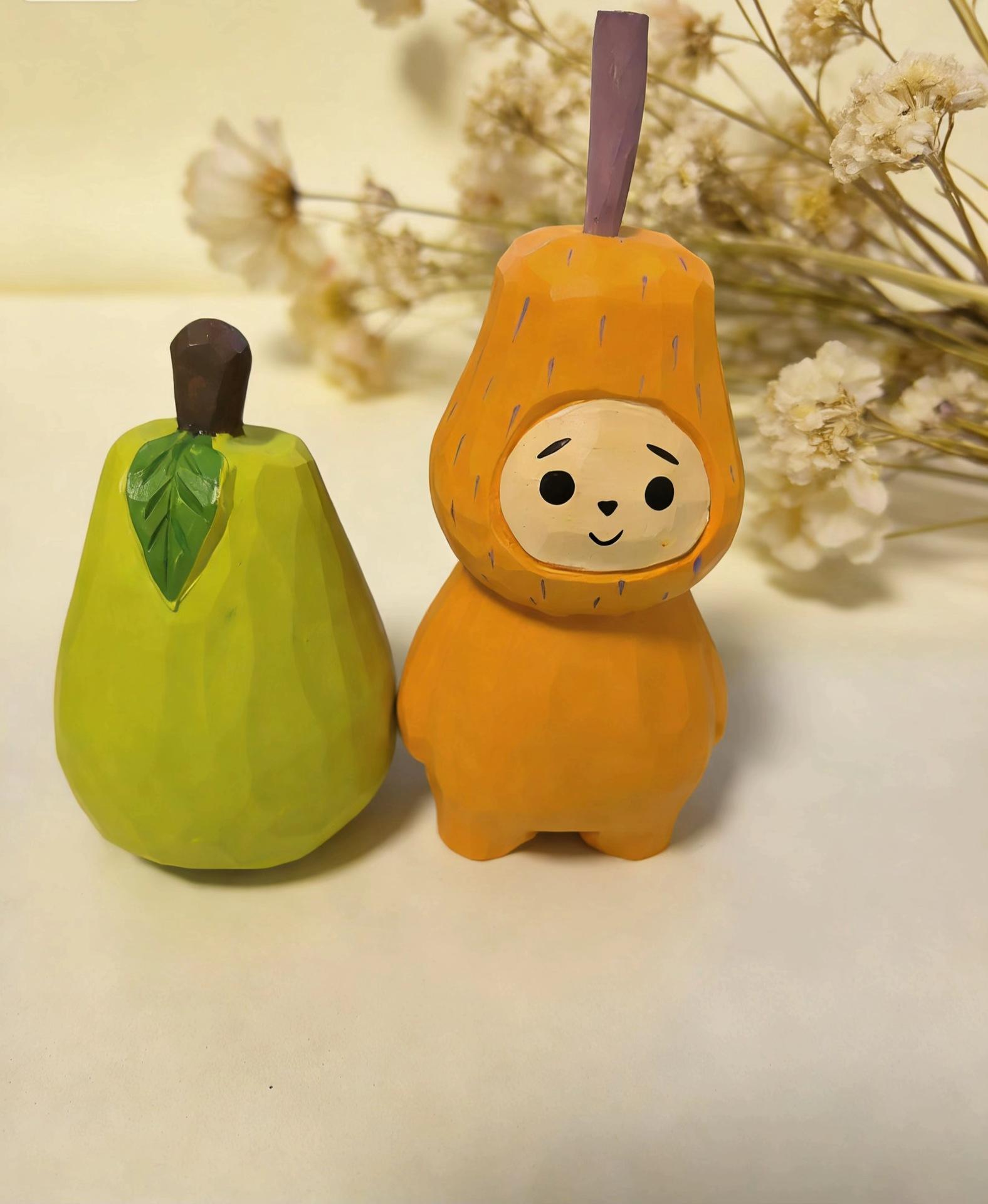 Handcrafted Wooden Fruit Vegetable Sculpture, Realistic Wood Carving Desktop Decoration, Creative Art Gift for Home & Friends