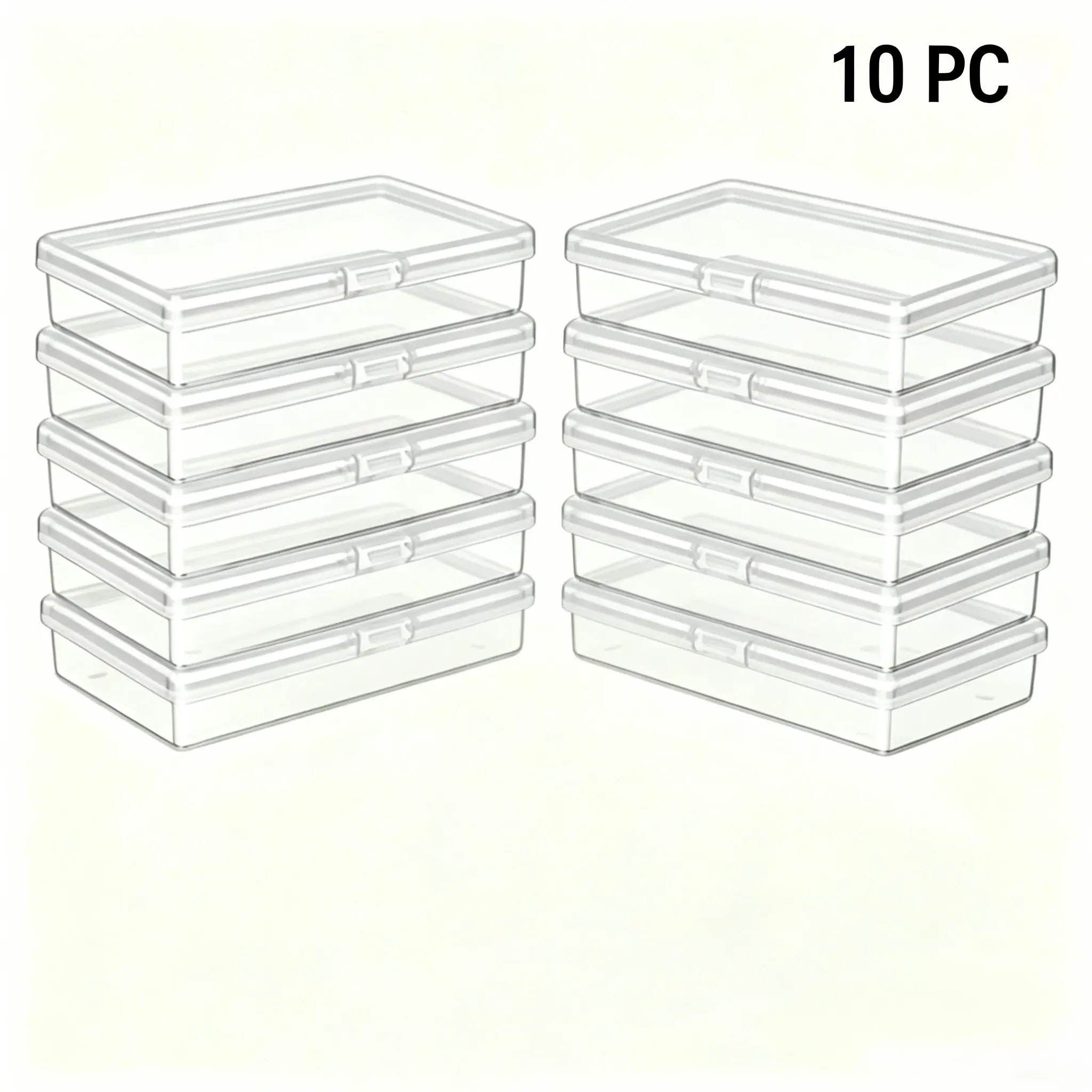 Clear Plastic Storage Box with Lid, 10pcs/set Jewelry Storage Box, Home Organizer for DIY Craft, Jewelry & Small Items【Only Box】, Clear Plastic Storage Bins with Lids