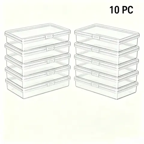 Clear Plastic Storage Box with Lid, 10pcs/set Transparent Jewelry Storage Box, Home Organizer for DIY Craft, Jewelry & Small Items【Only Box】