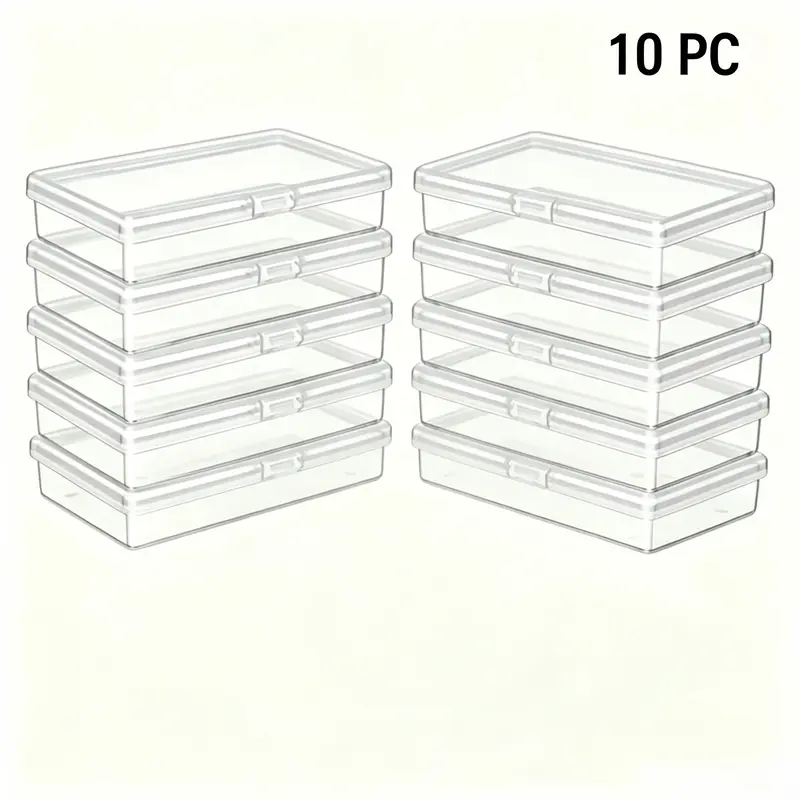 Clear Plastic Storage Box with Lid, 10pcs/set Transparent Jewelry Storage Box, Home Organizer for DIY Craft, Jewelry & Small Items【Only Box】