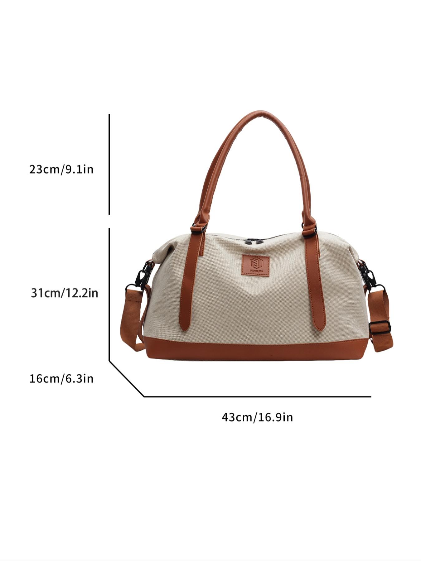 Patched Decor Colorblock Travel Bag, Large Capacity Zipper Travel Bag, Fashionable Multifunctional Casual Outdoor Sports Bag for Women & Men