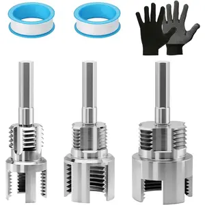 -Function PVC Pipe Threader Kit - Internal & External Pipe Threading Tool for 1/2", 3/4" & 1" Plastic Pipes for  Repair (1/2"+ 3/4"+1")