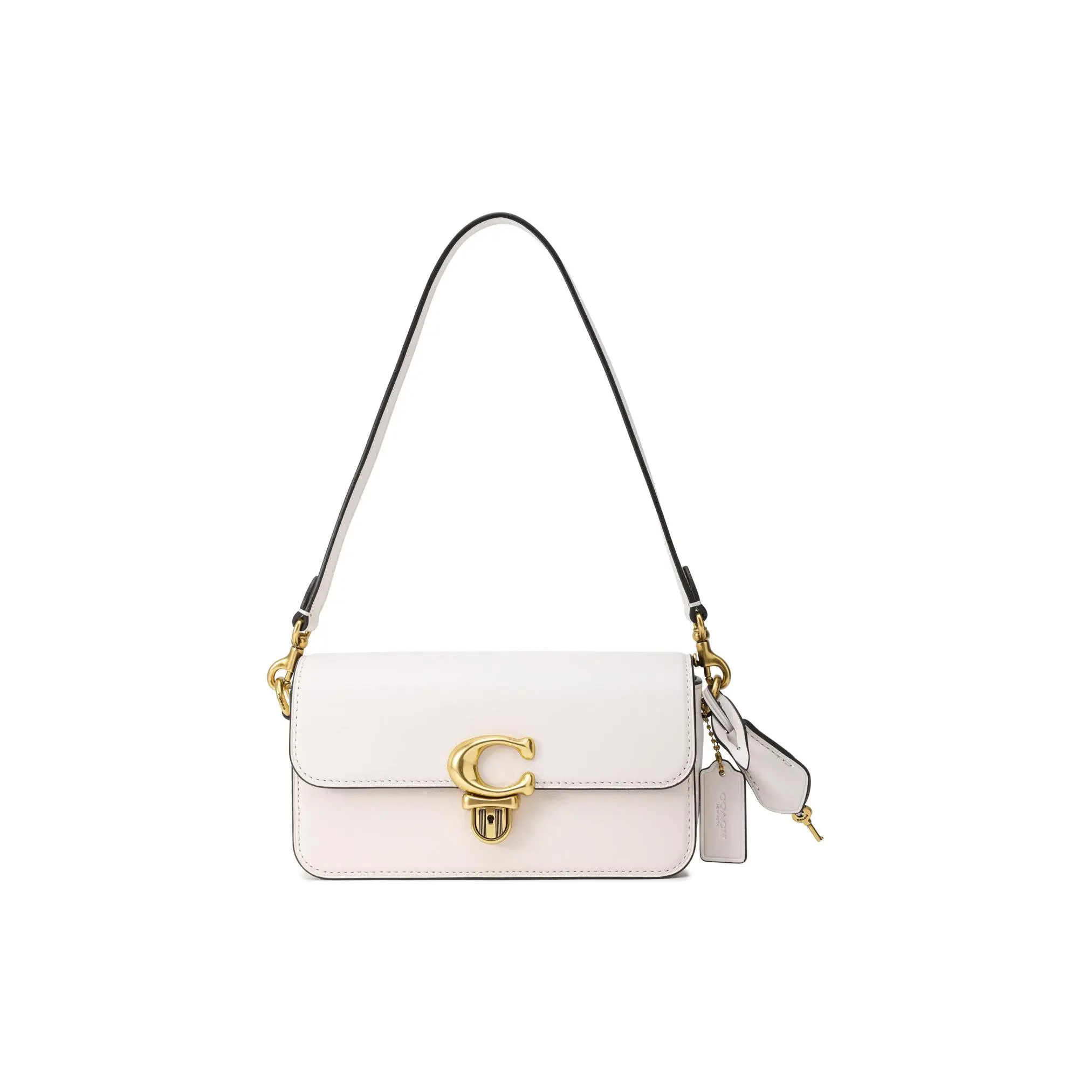 Coach Studio 20 C-Clasp Top-Handle Crossbody Shoulder Bag for Women – Solid White Genuine Leather Verifiable, with credentials and supporting global authentication