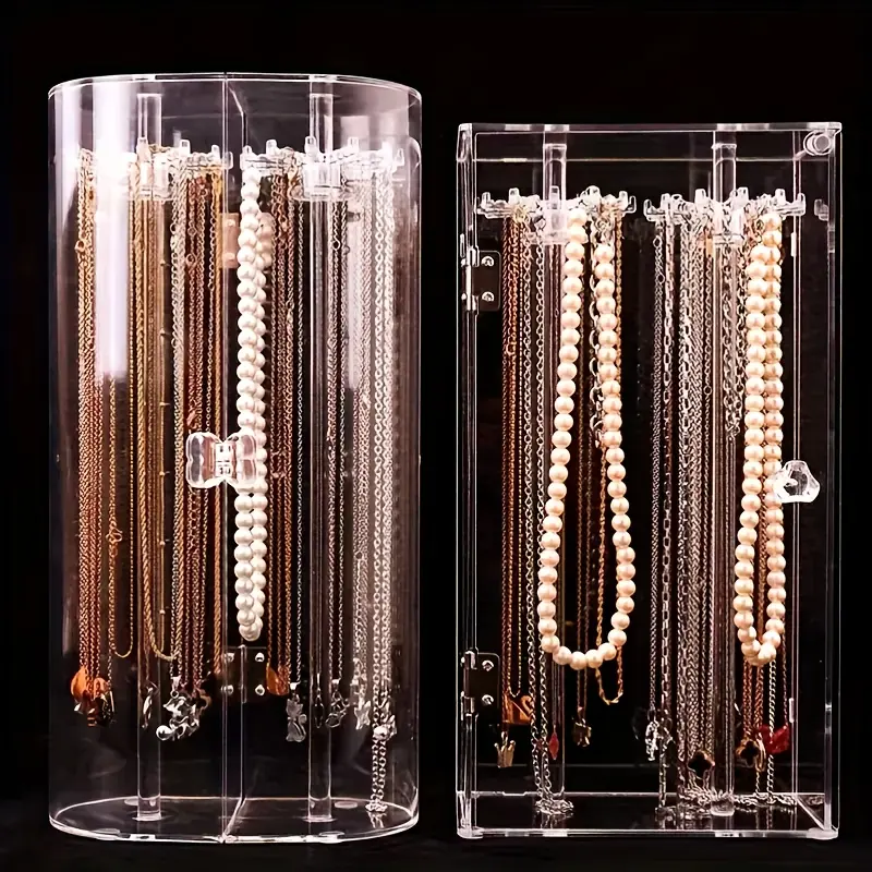 Transparent Acrylic Jewelry Organiser - Dustproof Display Rack for Necklaces, Bracelets, Home Storage Box