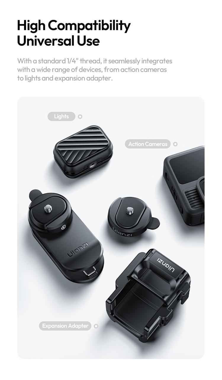 ULANZI CK02 Cka Quick Release Camera Backpack Mount Clip,CK01 Magnetic Mount Stand for DJI Osmo Pocket 3 Accessories, with Standard 1/4" Thread for Action Cameras Pocket 3 Expansion Adapter