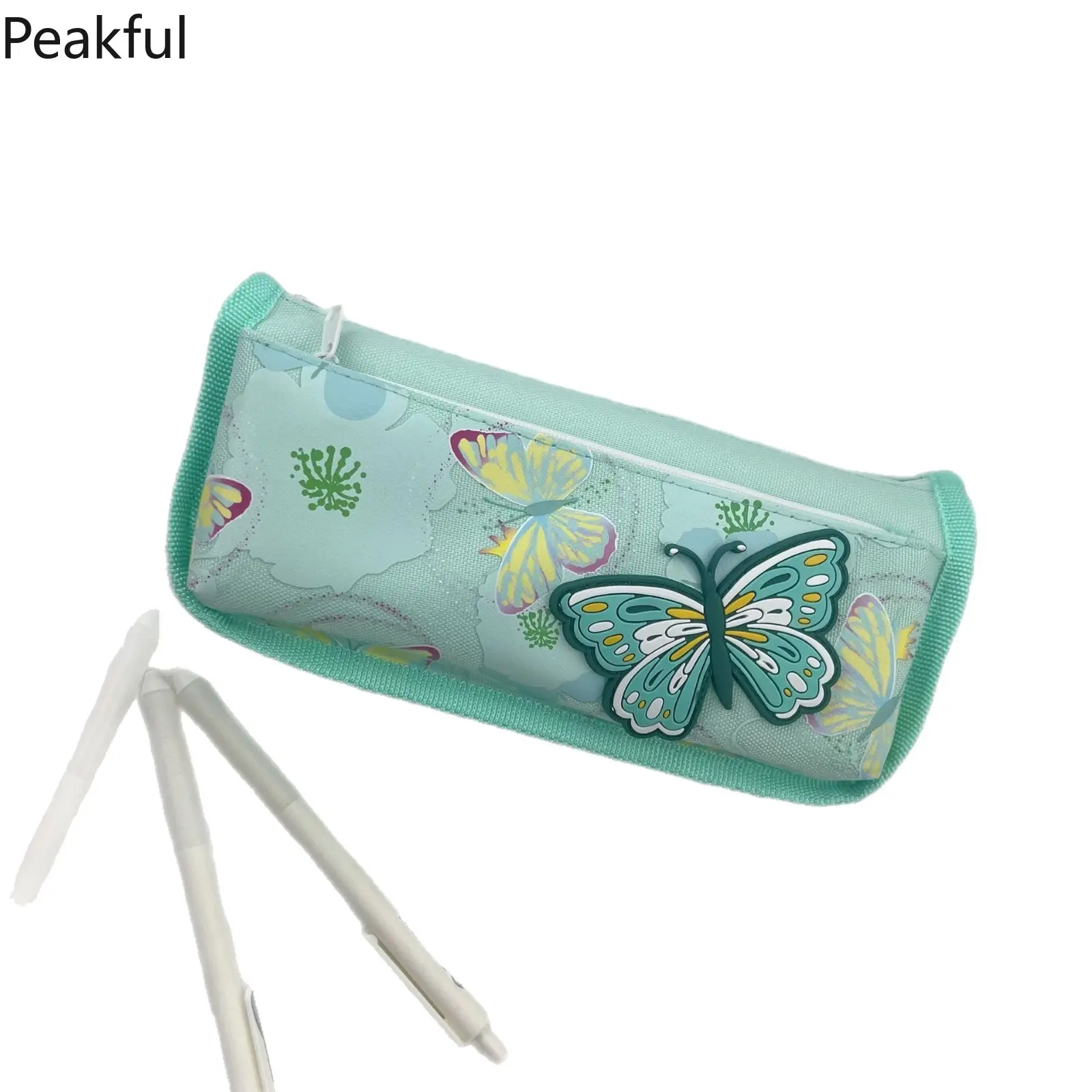 Butterfly Pattern High Aesthetic Pencil Case, Double Zipper Large Capacity Stationery Pouch for Girls, Cute Cartoon Pen Bag for School, Travel, and Makeup Storage, Creative Gift Idea