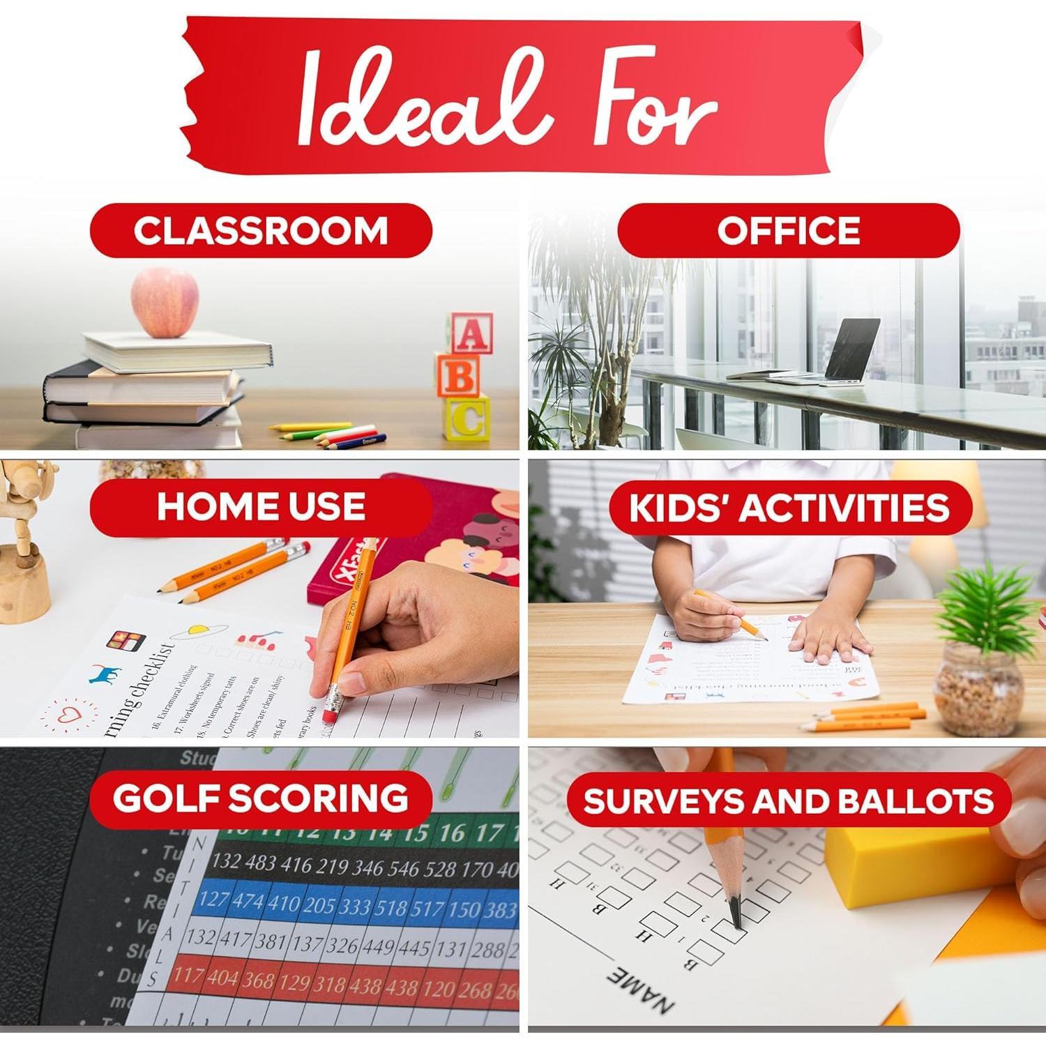 Golf Pencils with Erasers Bulk, 200-Pack 3.5" #2 HB Pre-Sharpened Easy-to-Grip Half Mini Golf Pencils for , Adults, and School Supplies - Hexagonal, Smooth Writing, and Non-Smudging