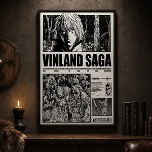 Aterproof Home  Thorfinn Vinland Saga Anime Art Poster, Manga Retro Artwork Wall  Print decor, Waterproof Canvas Wall Art Print, Japanese Anime Room Decor for Bedroom Dorm Gaming Room Office, Vintage Manga Poster, Gift for Anime Fans