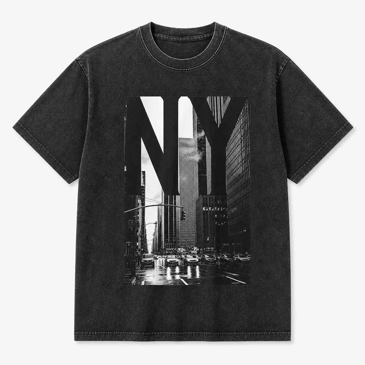 Men's Short-Sleeve NYC Black and White Graphic Tee - Casual Menswear Streetwear Tops