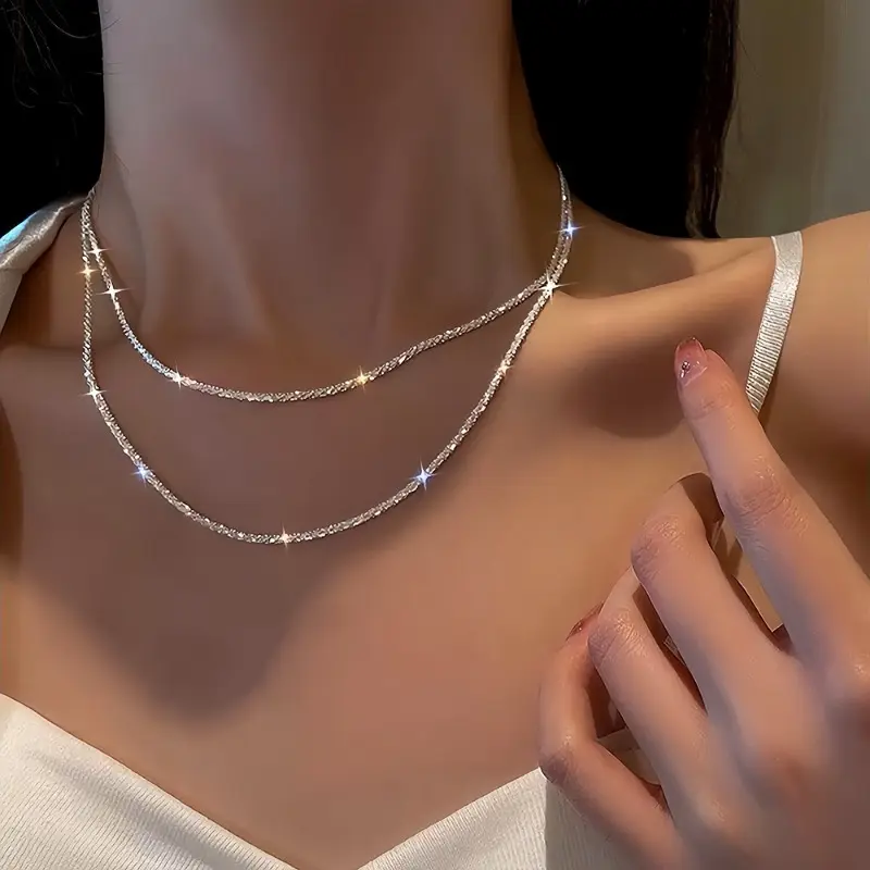 Women's Thin Chain Necklace, Elegant Stainless Steel Metallic Link Necklace, Lightweight Non-Tarnish Jewelry for Daily Wear and Parties, Metallic Link Necklaces