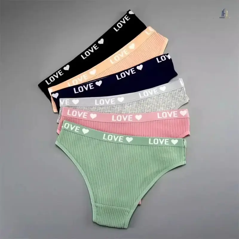 Women's 6-Pcs Mid-Rise Ribbed Cotton Brief Panties - V-Cut Hip-Lifting Adults' Underwear with Double-Layer Crotch, Breathable for Daily Casual Use, Solid, No Excess Bulk