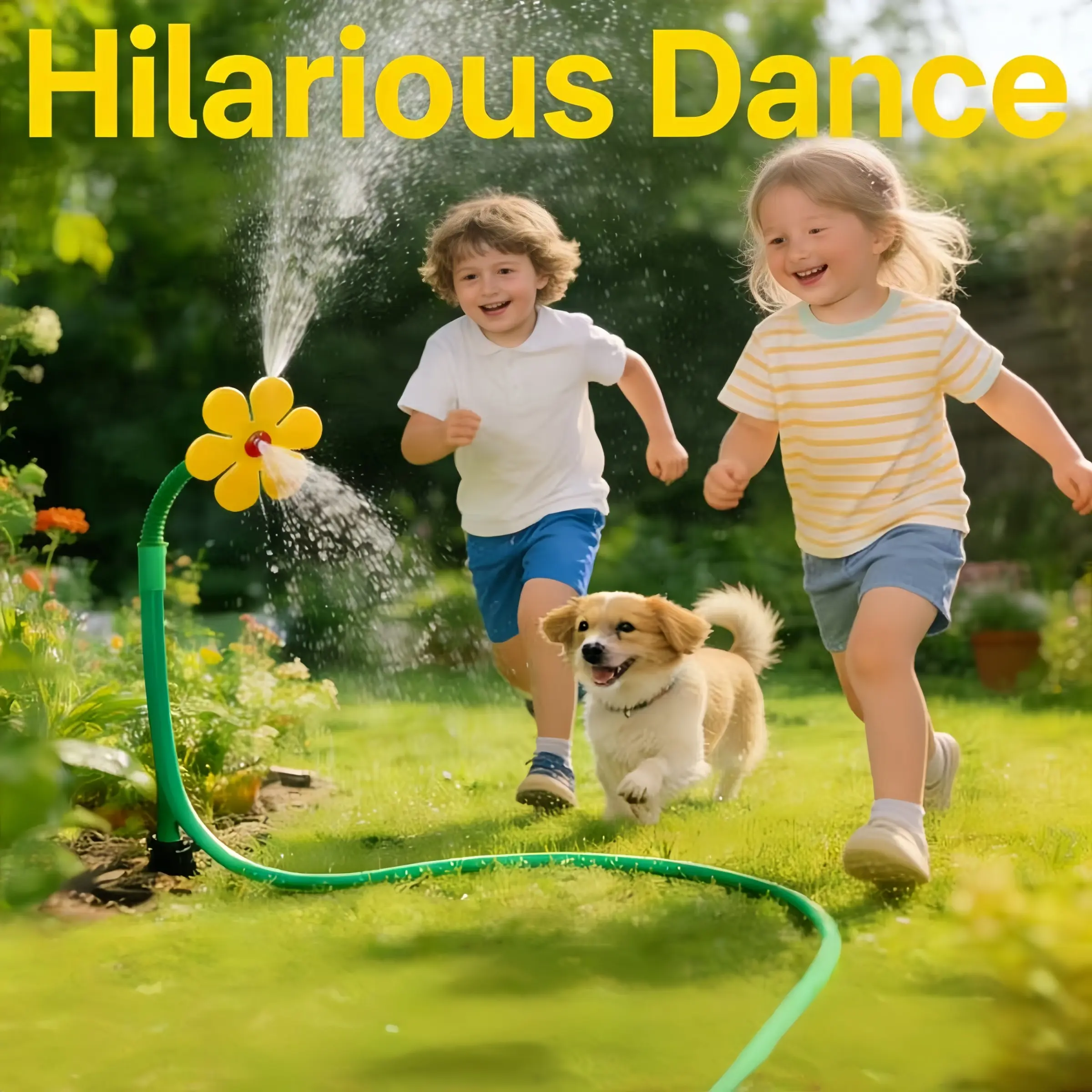 Crazy Daisy Sprinkler, Dancing Sunflower Lawn Sprinkler for Kids and Pets, Fun Garden Water Toy, Outdoor Play, Summer Toy, Court Yard Toy