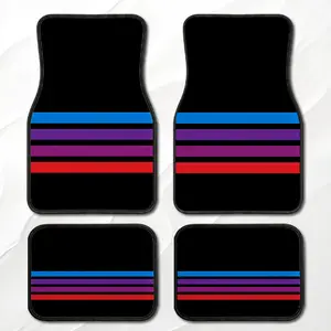4PCS Car Floor Mats, Black Background Blue Purple Red Color Stripe Pattern, Anti-Slip Wear Resistant Universal Fit All Vehicles Easy Clean Auto Interior, car guys accessories cool car stuff car essentials car accessories interior for girls/men car decor