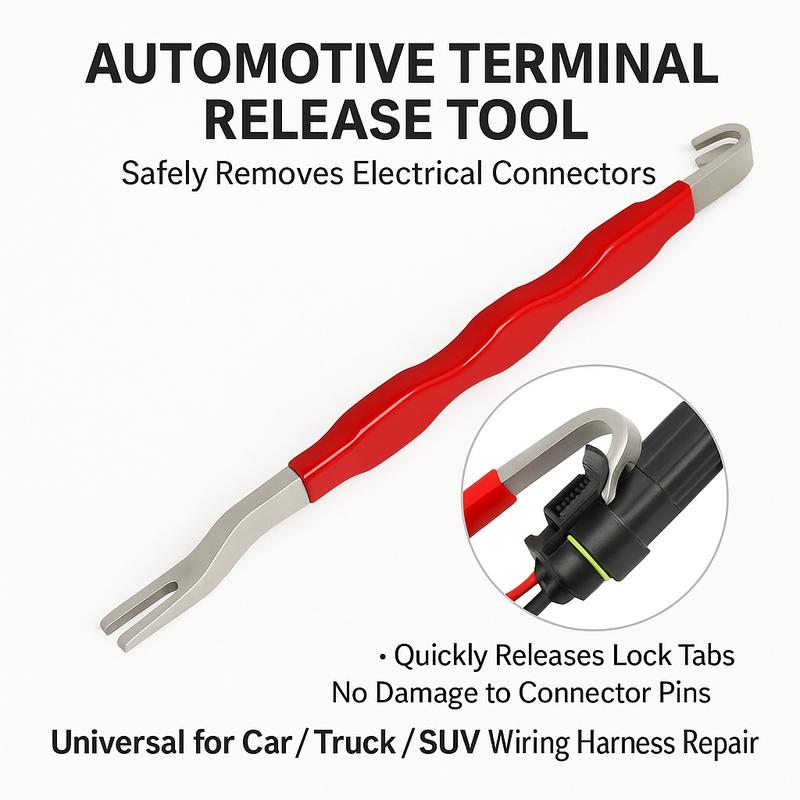 Automobile electrical terminal connector disconnector tool, universal plug connector disconnection and pin removal depinning tool kit for car, truck and SUV wiring harness repair